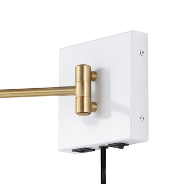 Hygge 16" Swing Arm Modern Midcentury Iron USB Charging Port LED Sconce - JONATHAN Y